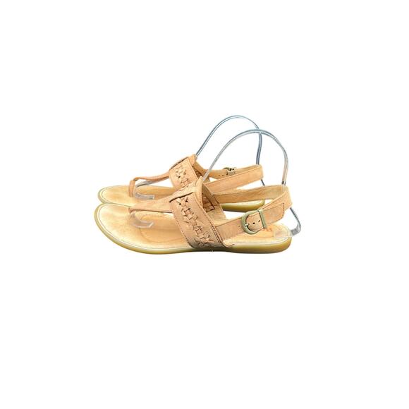 🌾Born 8M Tan Leather Woven Sandals Thong Slingback Boho Country-Coded Summer - Picture 6 of 8